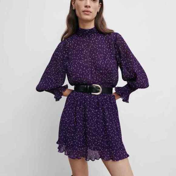 Zara Pants - Zara Purple Pleated Polka Dot Romper